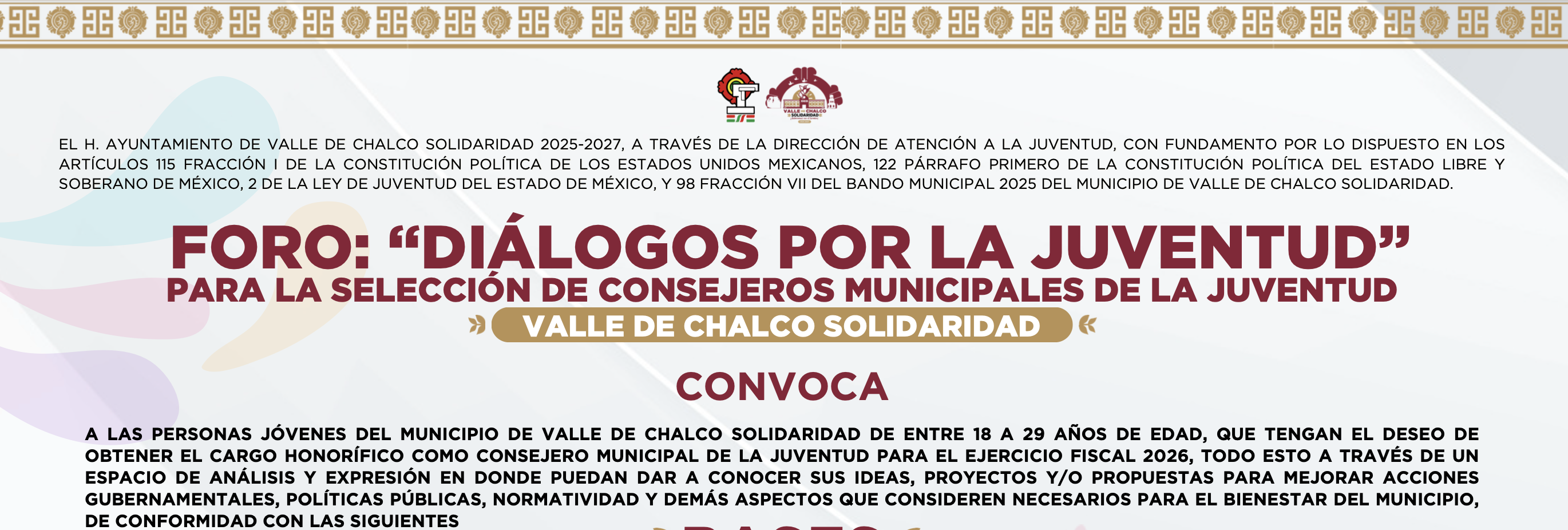 FORO:"DIÃLOGOS POR LA JUVENTUD" PARA LA SELECCIÃ“N DE CONSEJEROS MUNICIPALES DE LA JUVENTUD